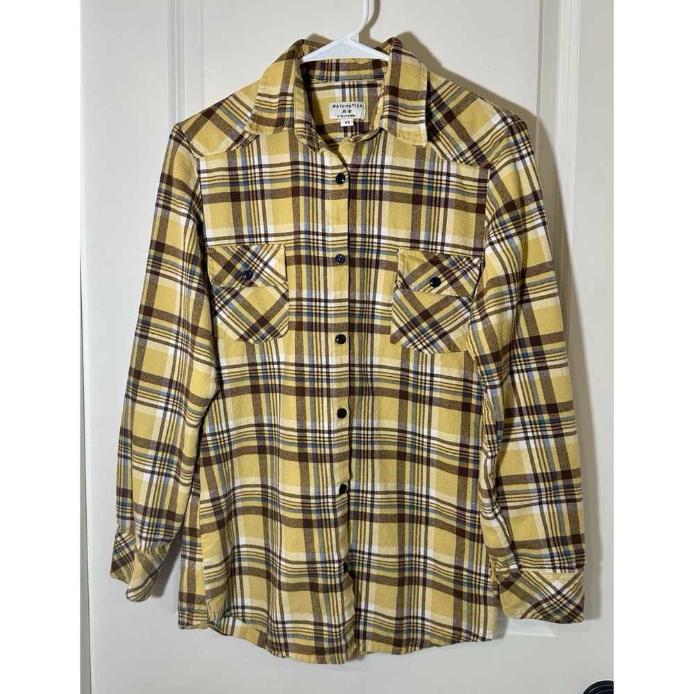 Matchstick Argus Plaid Flannel 100% Cotton Women's XS Cozy Layering  Outdoorsy